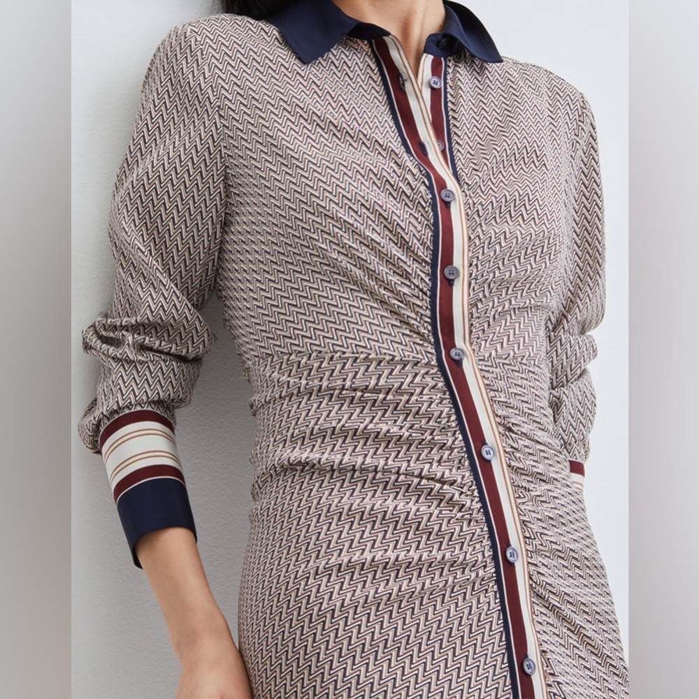 Veronica Beard Navy and Cream Patterned Dress